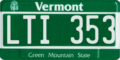 VT license plate LTI353