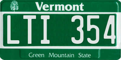 VT license plate LTI354