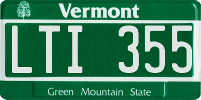 VT license plate LTI355