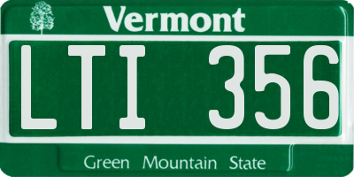 VT license plate LTI356