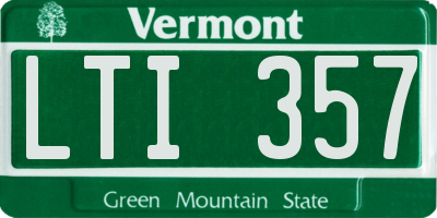 VT license plate LTI357