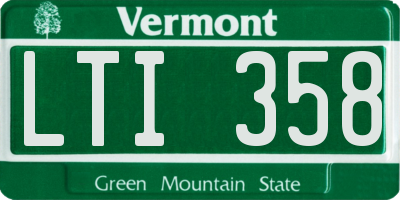 VT license plate LTI358