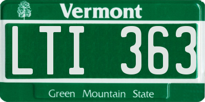 VT license plate LTI363