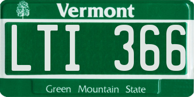 VT license plate LTI366