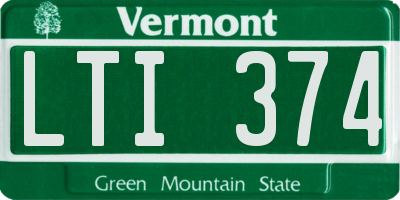 VT license plate LTI374