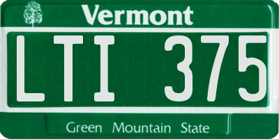 VT license plate LTI375