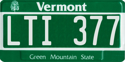 VT license plate LTI377