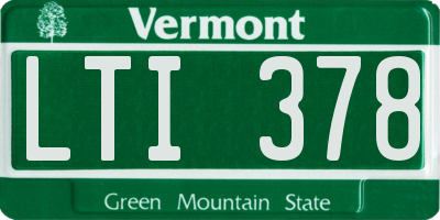 VT license plate LTI378