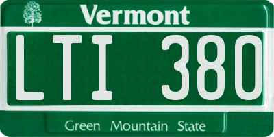 VT license plate LTI380