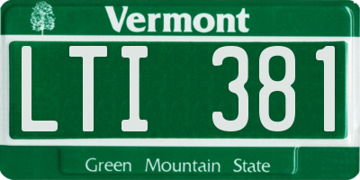 VT license plate LTI381