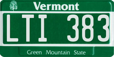 VT license plate LTI383