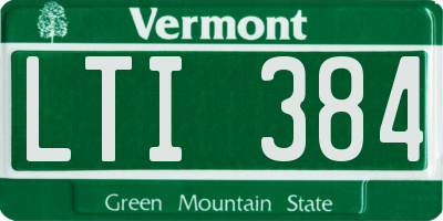 VT license plate LTI384