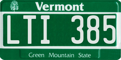 VT license plate LTI385