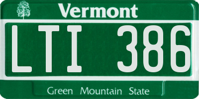 VT license plate LTI386