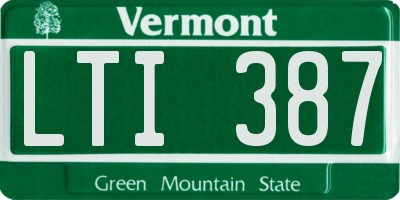 VT license plate LTI387
