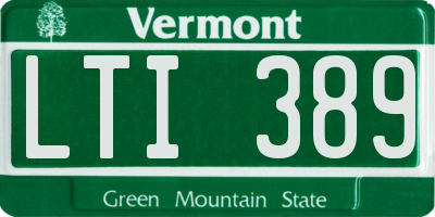 VT license plate LTI389