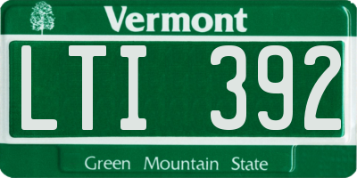 VT license plate LTI392