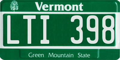 VT license plate LTI398