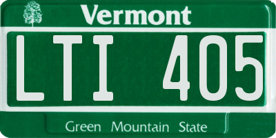 VT license plate LTI405