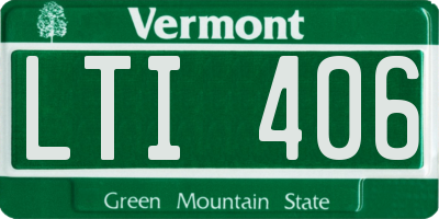 VT license plate LTI406