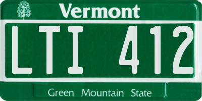 VT license plate LTI412