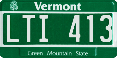 VT license plate LTI413