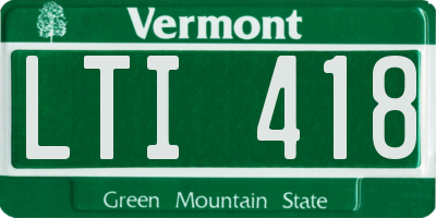 VT license plate LTI418