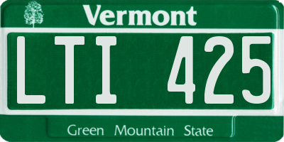 VT license plate LTI425
