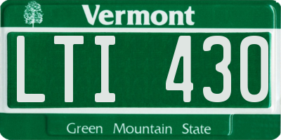 VT license plate LTI430