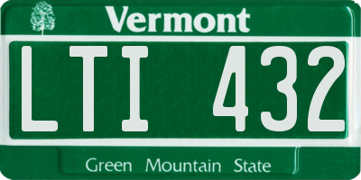 VT license plate LTI432