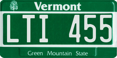 VT license plate LTI455