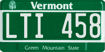 VT license plate LTI458