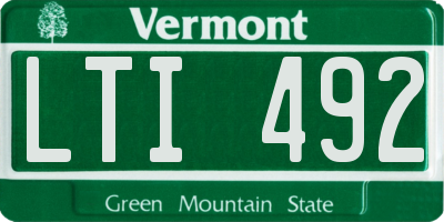 VT license plate LTI492