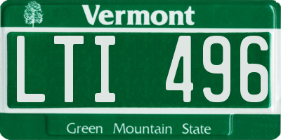 VT license plate LTI496