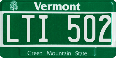 VT license plate LTI502