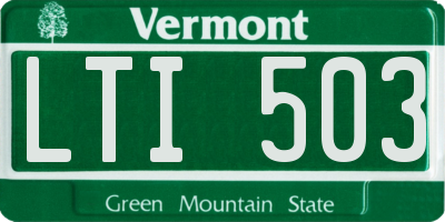 VT license plate LTI503
