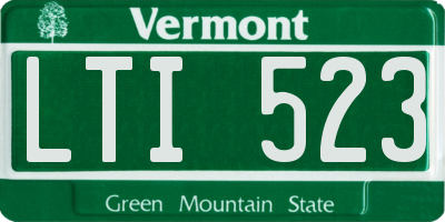 VT license plate LTI523