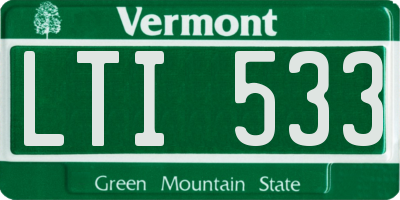 VT license plate LTI533