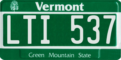 VT license plate LTI537