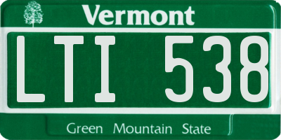 VT license plate LTI538