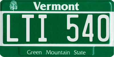 VT license plate LTI540
