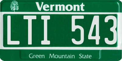 VT license plate LTI543