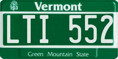 VT license plate LTI552