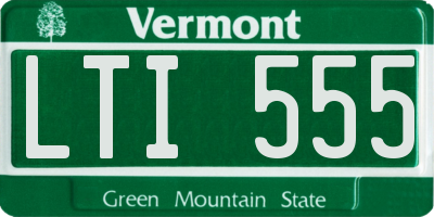 VT license plate LTI555