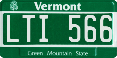 VT license plate LTI566