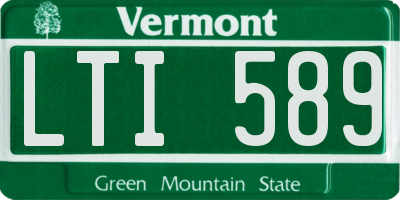 VT license plate LTI589