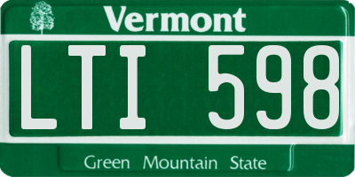 VT license plate LTI598
