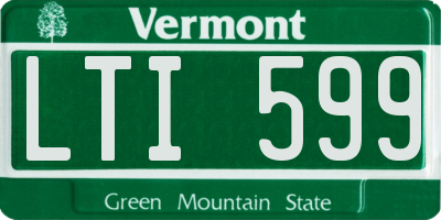 VT license plate LTI599