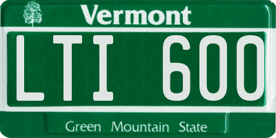 VT license plate LTI600