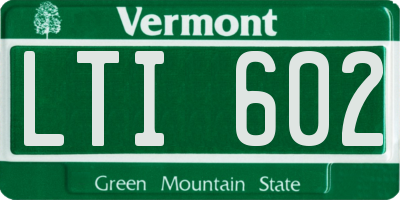 VT license plate LTI602